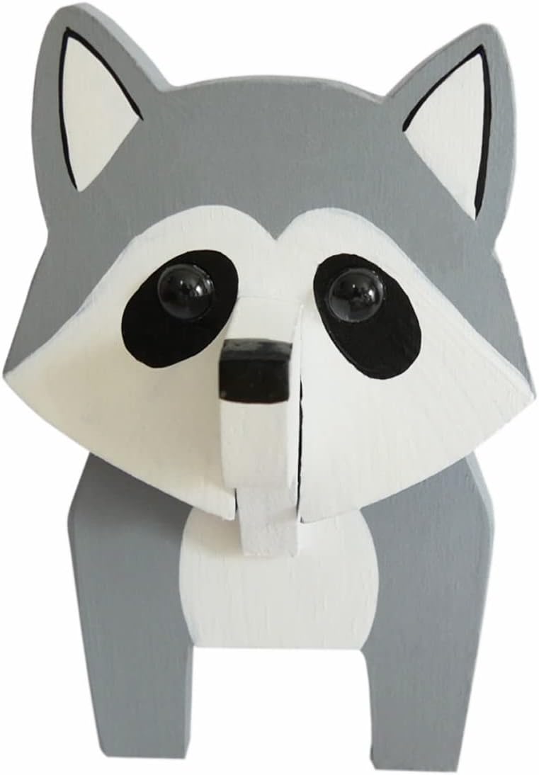 Red Dollar Handmade Wood Carved Animal Eyeglass Holder, Sunglasses Display Stand, Nightstand Home Office Desk Decor, Christmas Holiday New Year Business for Men Women Adults (Raccoon) - Image 4